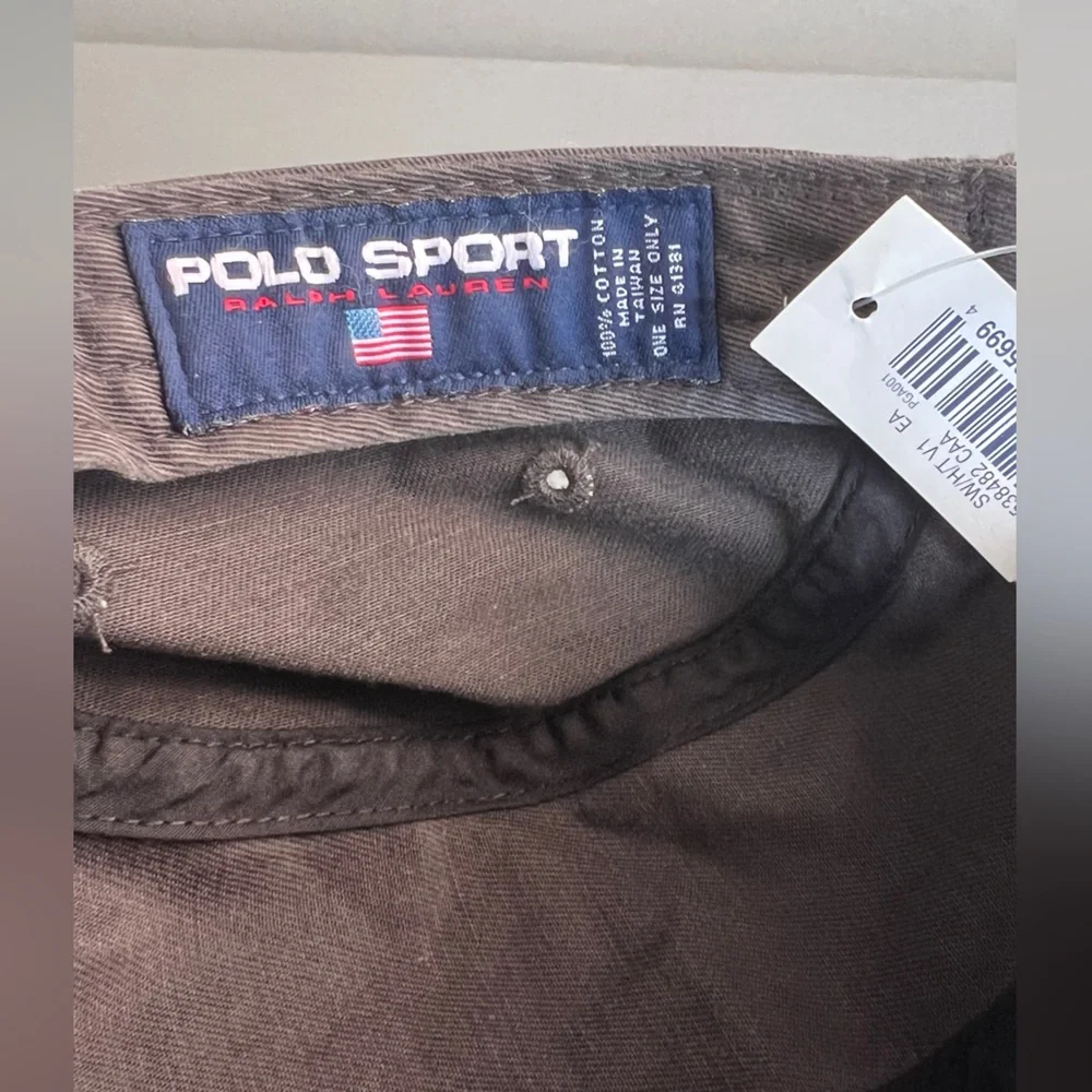 RARE- Vintage 90’s Polo Sport 5 Panel Adjustable Strap Hat Cap Gray/Red - Picture 8 of 10